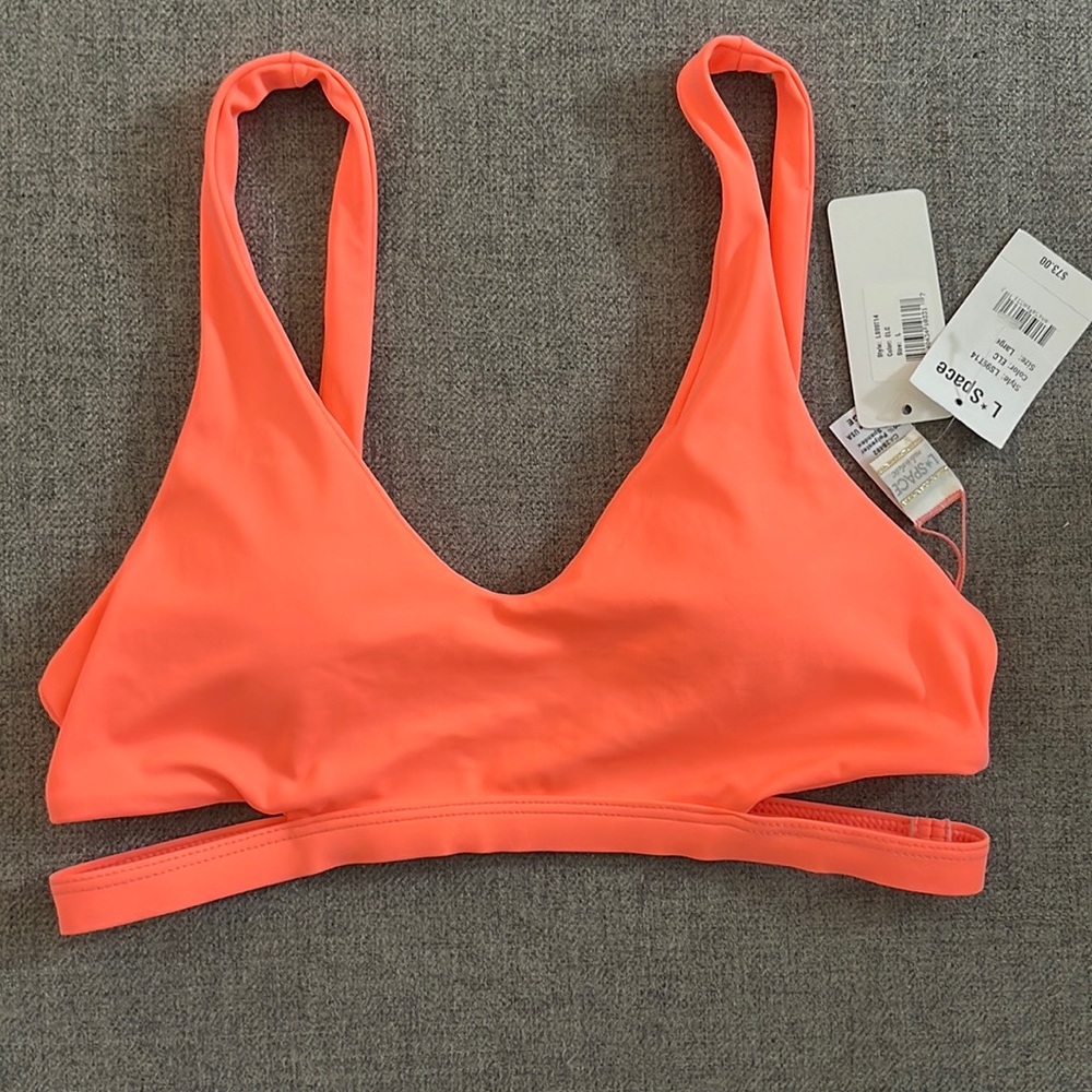 L*Space Neon Orange Bikini Top